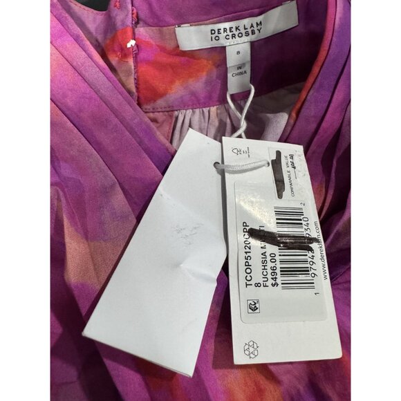 DEREK LAM IO CROSBY Fuchsia Finn Ruffle Wrap Dress 8 - Picture 7 of 8